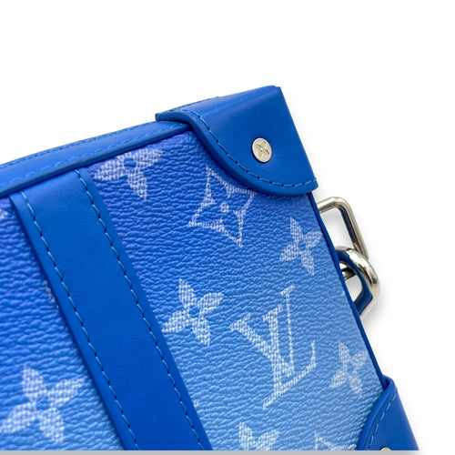 Clouds Soft Trunk Blue Crossbody Bag in Monogram Coated Canvas, Silver hardware