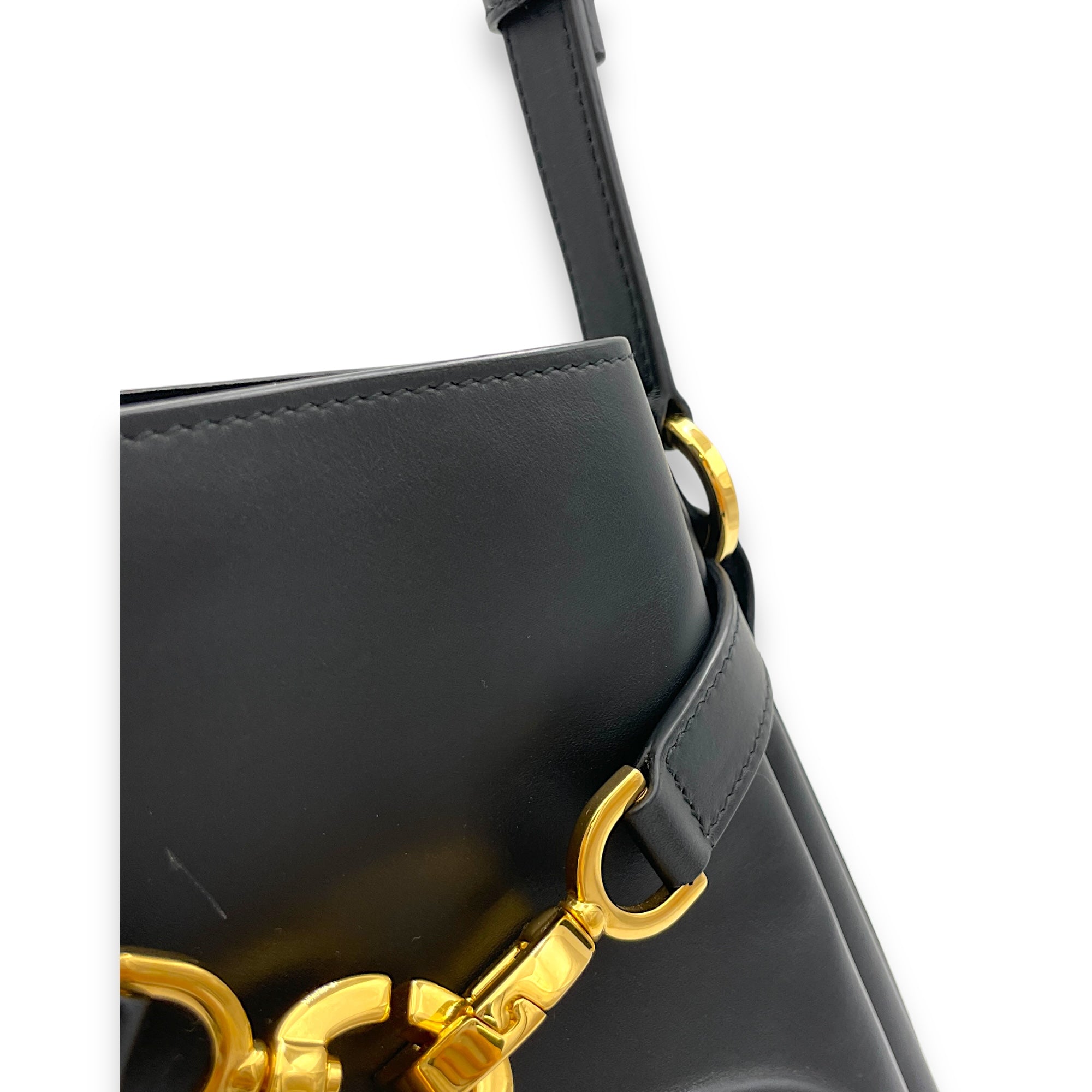 C'est Medium Black Bucket Bag in Calfskin, Gold hardware