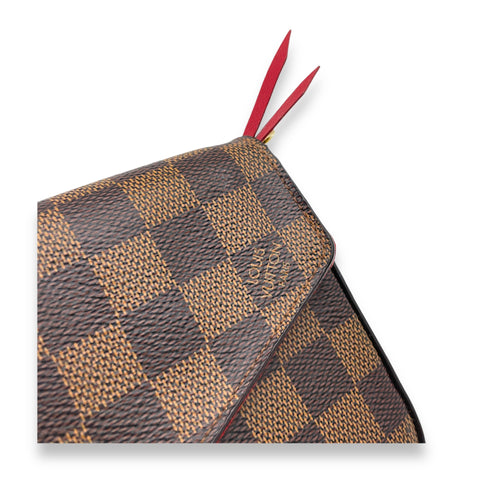 Felicie Wallet On Chain Brown in Coated Canvas, Gold hardware