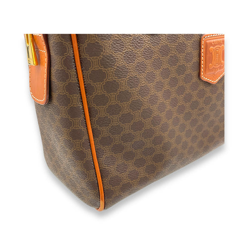 macadam Top Handle Bag Brown in Coated Canvas, Gold hardware