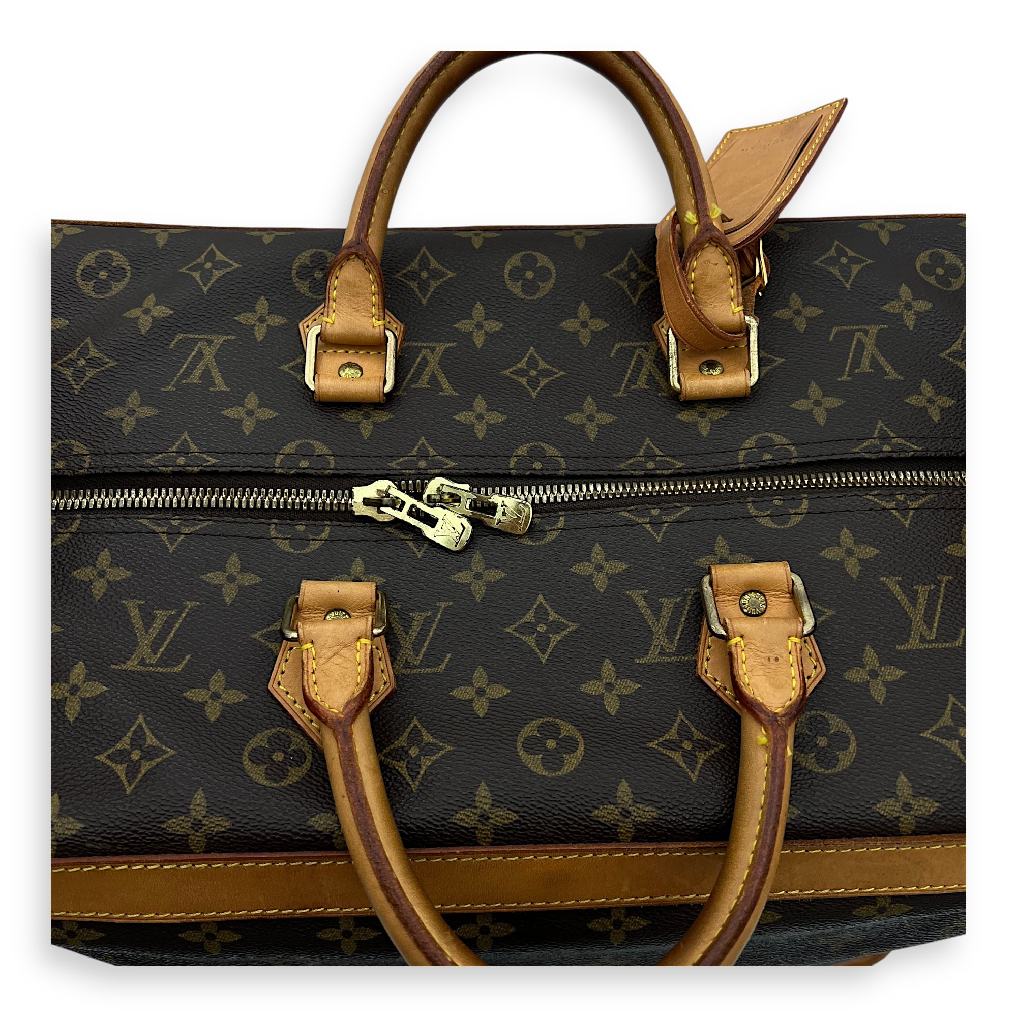 Cruiser Top Handle Bag Brown in Monogram Coated Canvas, Gold hardware