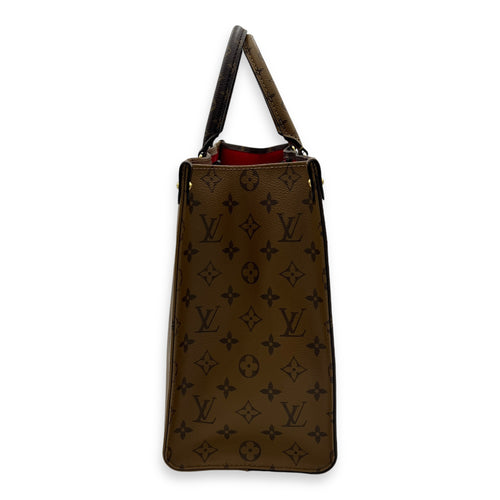 OnTheGo MM Brown Tote Bag in Monogram Coated Canvas, Gold hardware