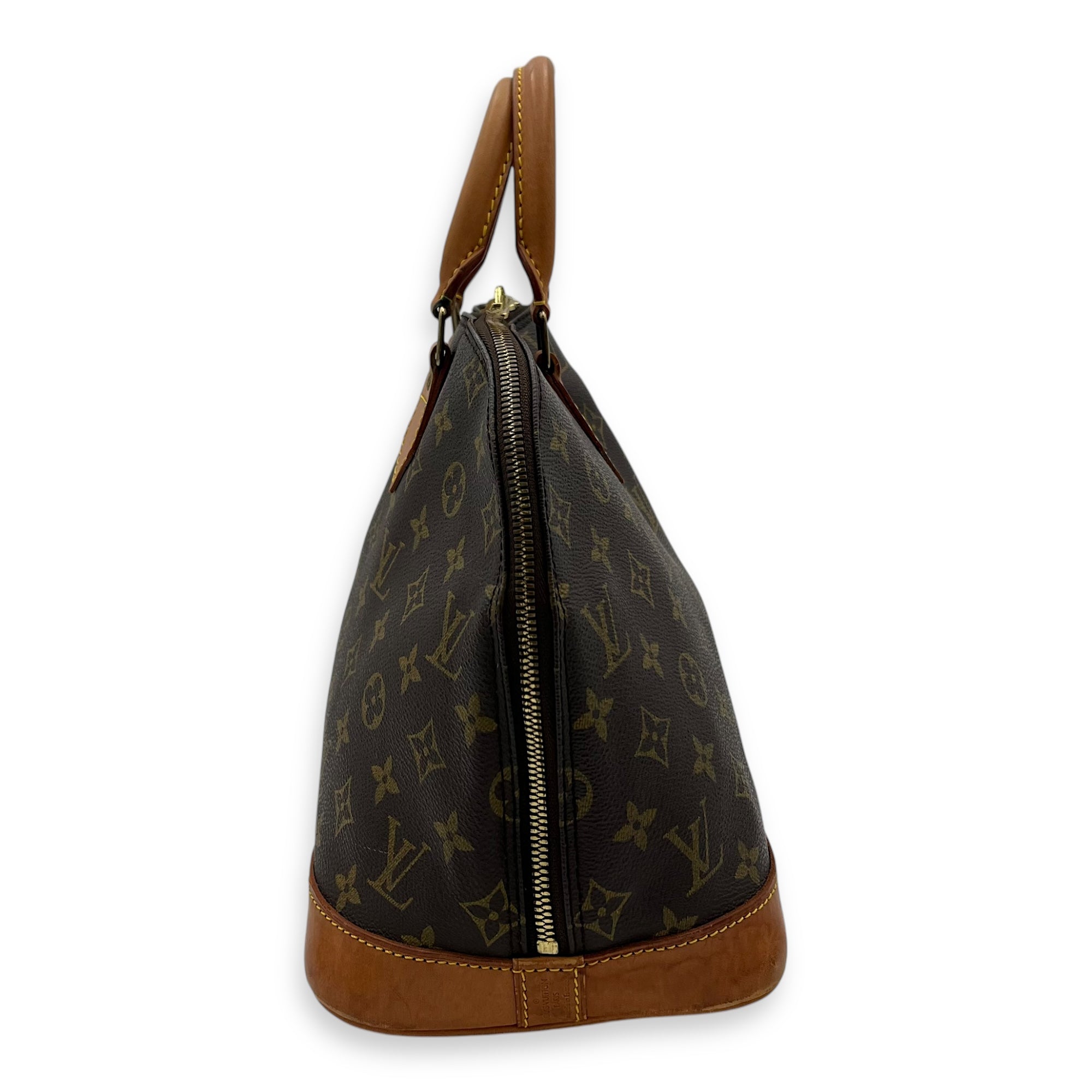 Louis Vuitton Alma Top Handle Bag PM Brown in Monogram Coated Canvas, Gold hardware_4