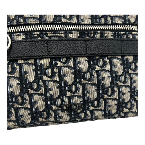 Christian Dior Safari Crossbody Bag Blue in Canvas, Silver hardware_7