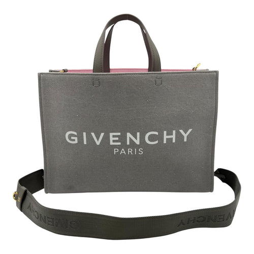 Givenchy Logo Top Handle Bag Grey in Canvas_10