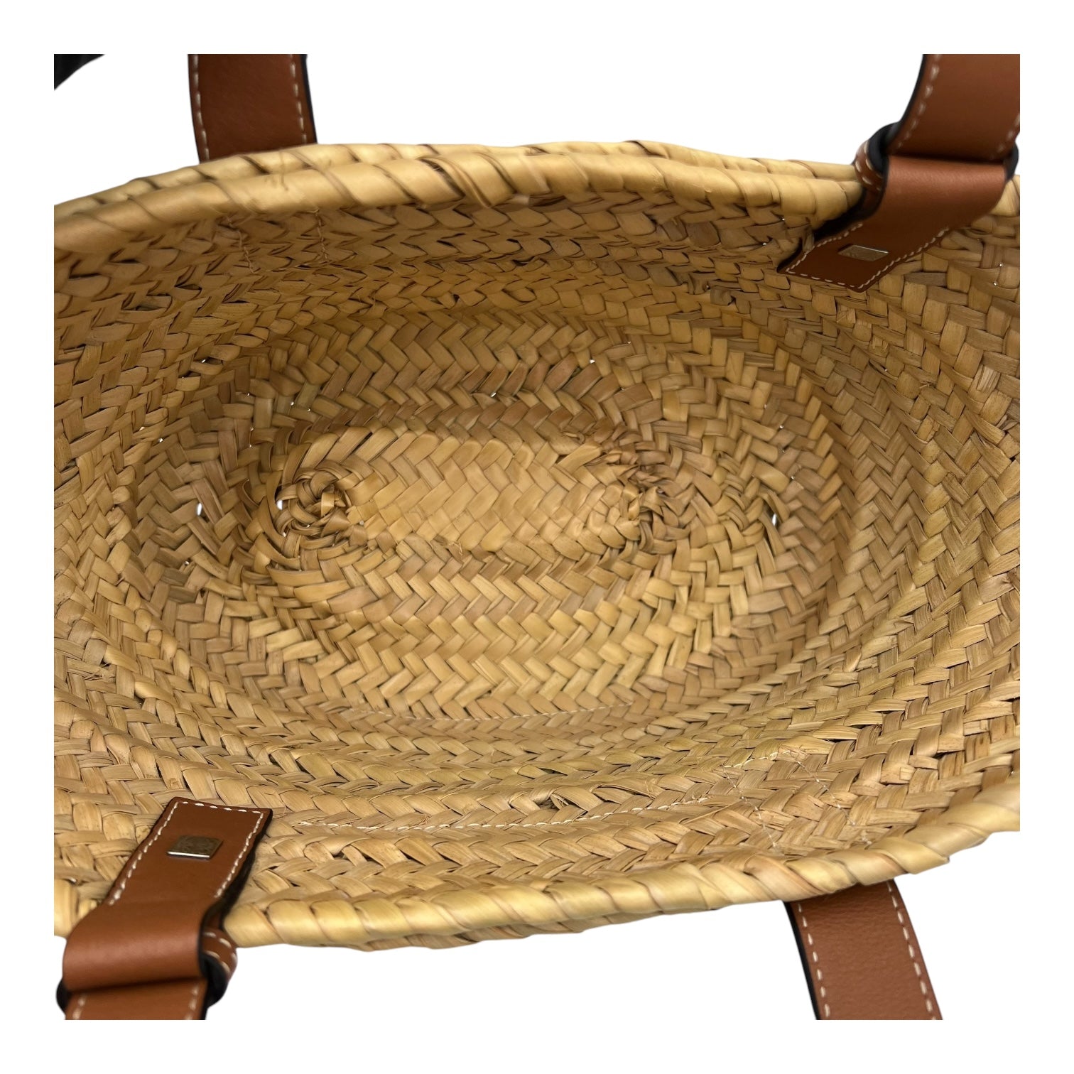 Loewe Basket Top Handle Bag Beige in Raffia, Silver hardware_6