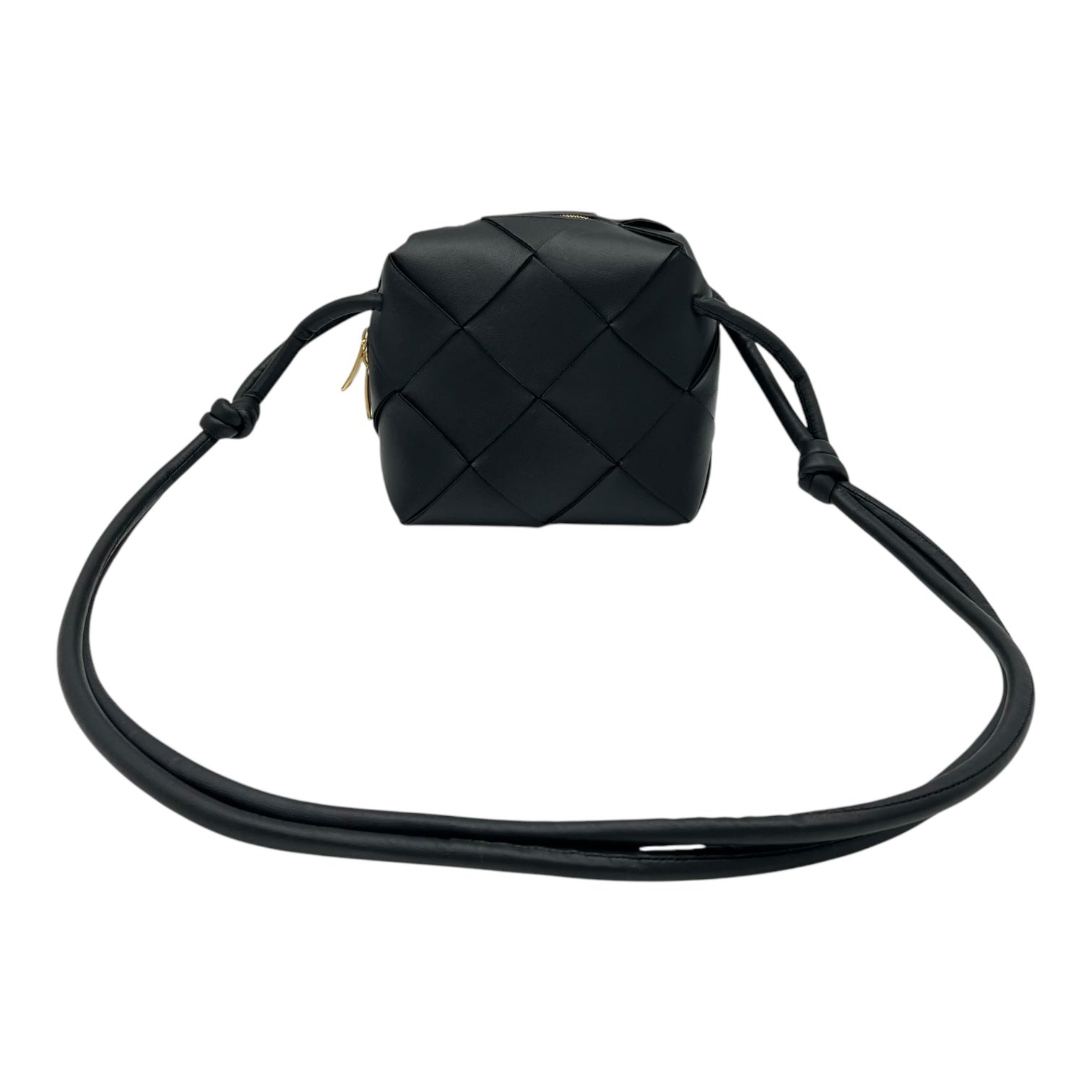 Bottega Veneta Cassette Crossbody Bag Black in Lambskin, Gold hardware_6