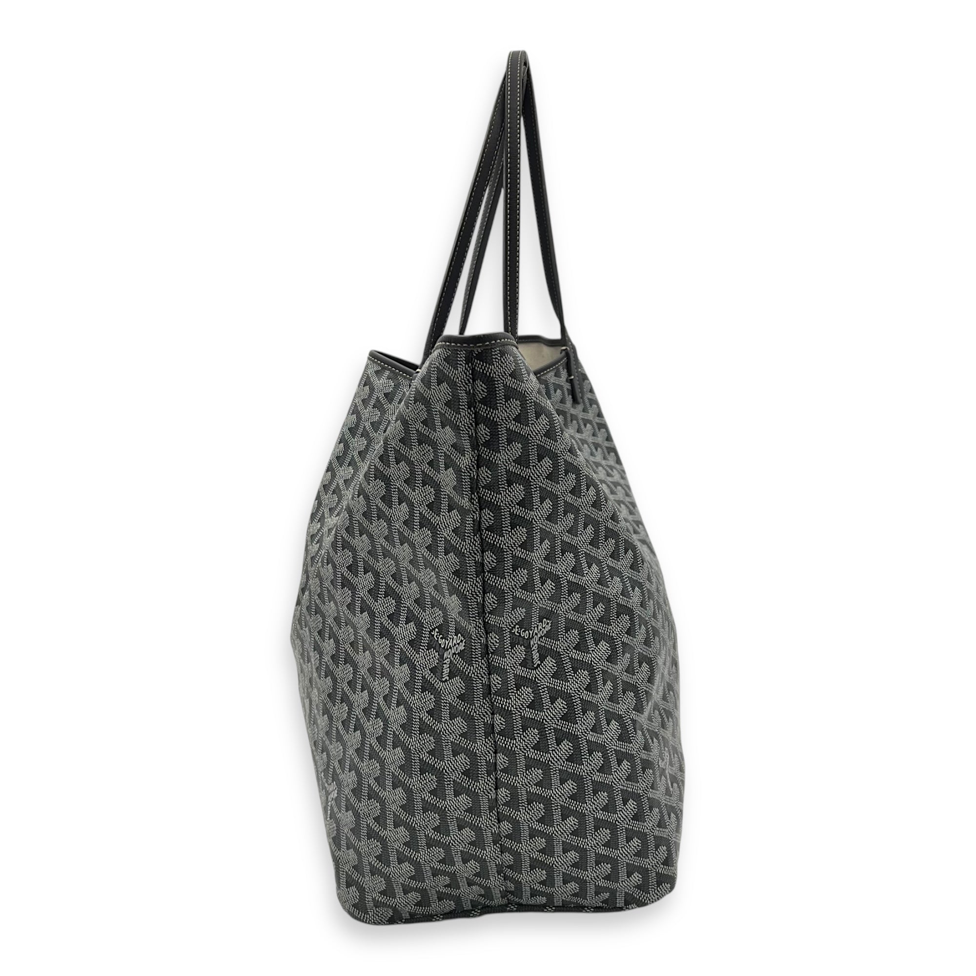 Goyard Saint Louis GM Grey Tote Bag in Coated Canvas, Silver hardware_3