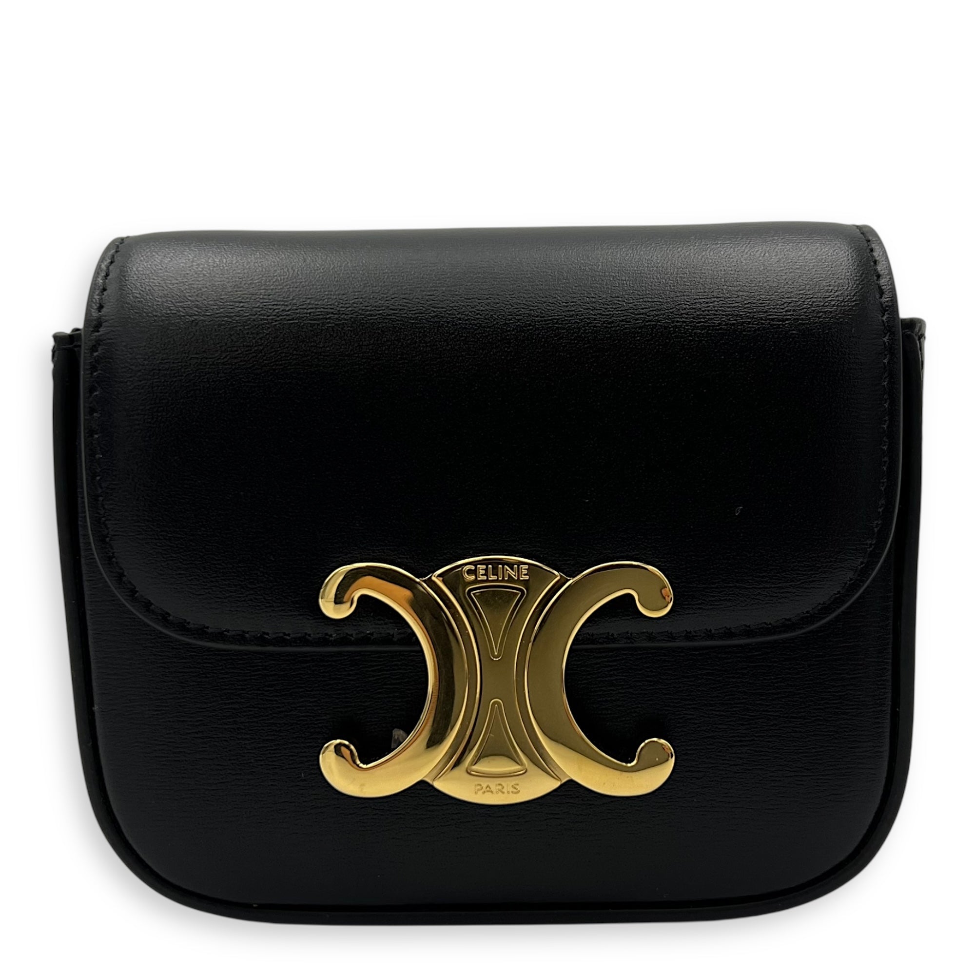 Celine Claude Crossbody Bag Black in Calfskin, Gold hardware_1