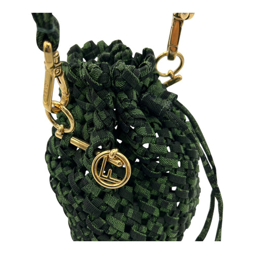 Fendi Mon Tresor Crossbody Bag Green in Canvas, Gold hardware_7