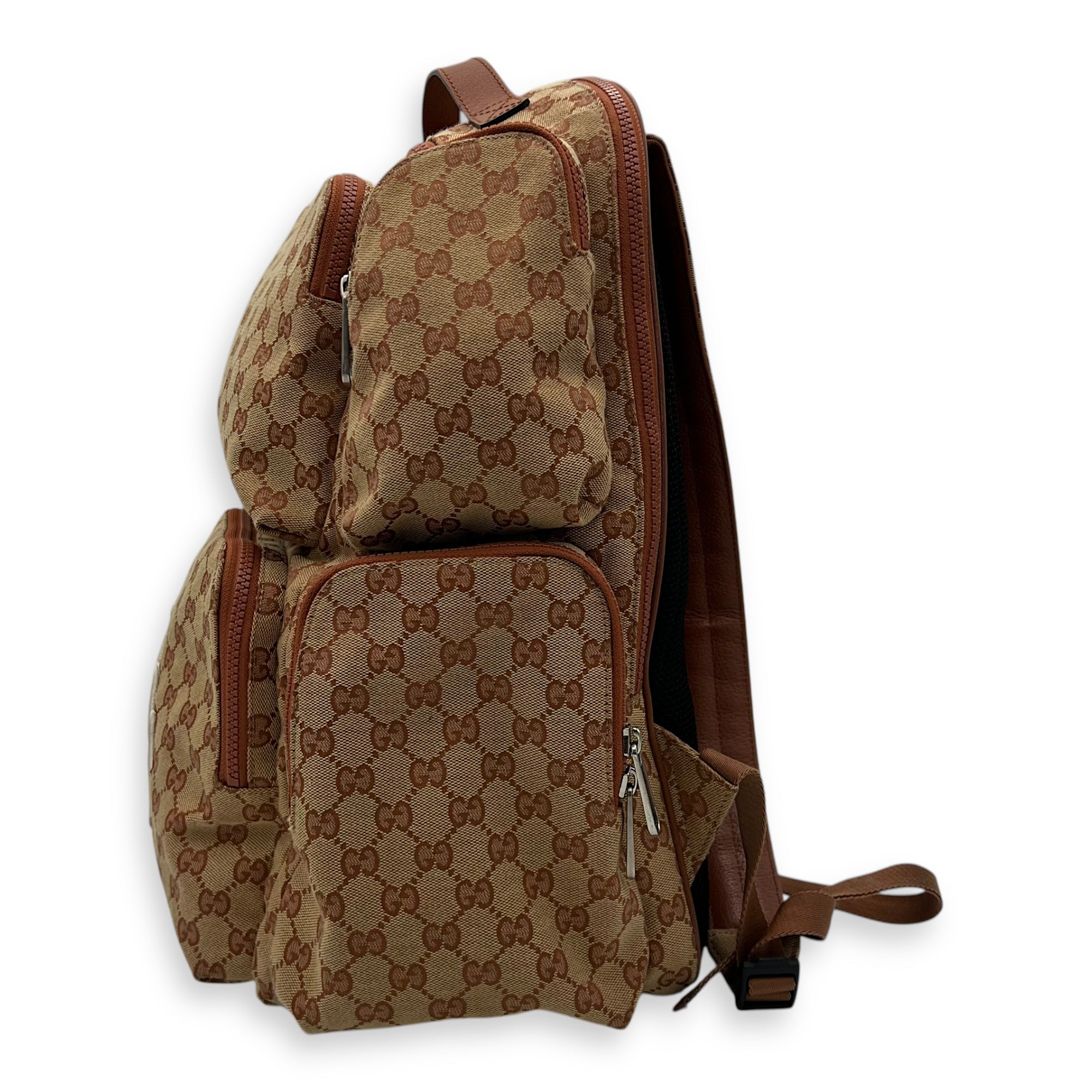 Gucci LA Brown Backpack in Canvas, Silver hardware_4