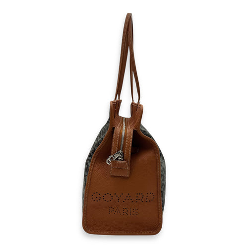 Goyard Hardy PM Brown Shoulder Bag in Coated Canvas, Silver hardware_3