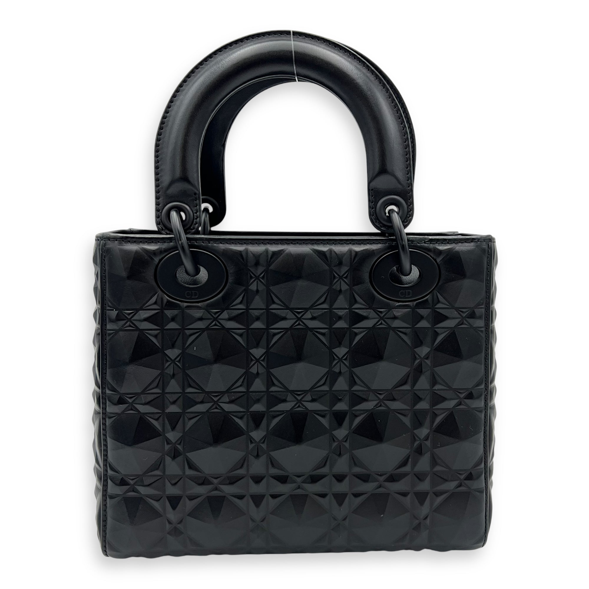Christian Dior Lady Dior Medium Black Top Handle Bag in Calfskin, Ultramatte hardware_2