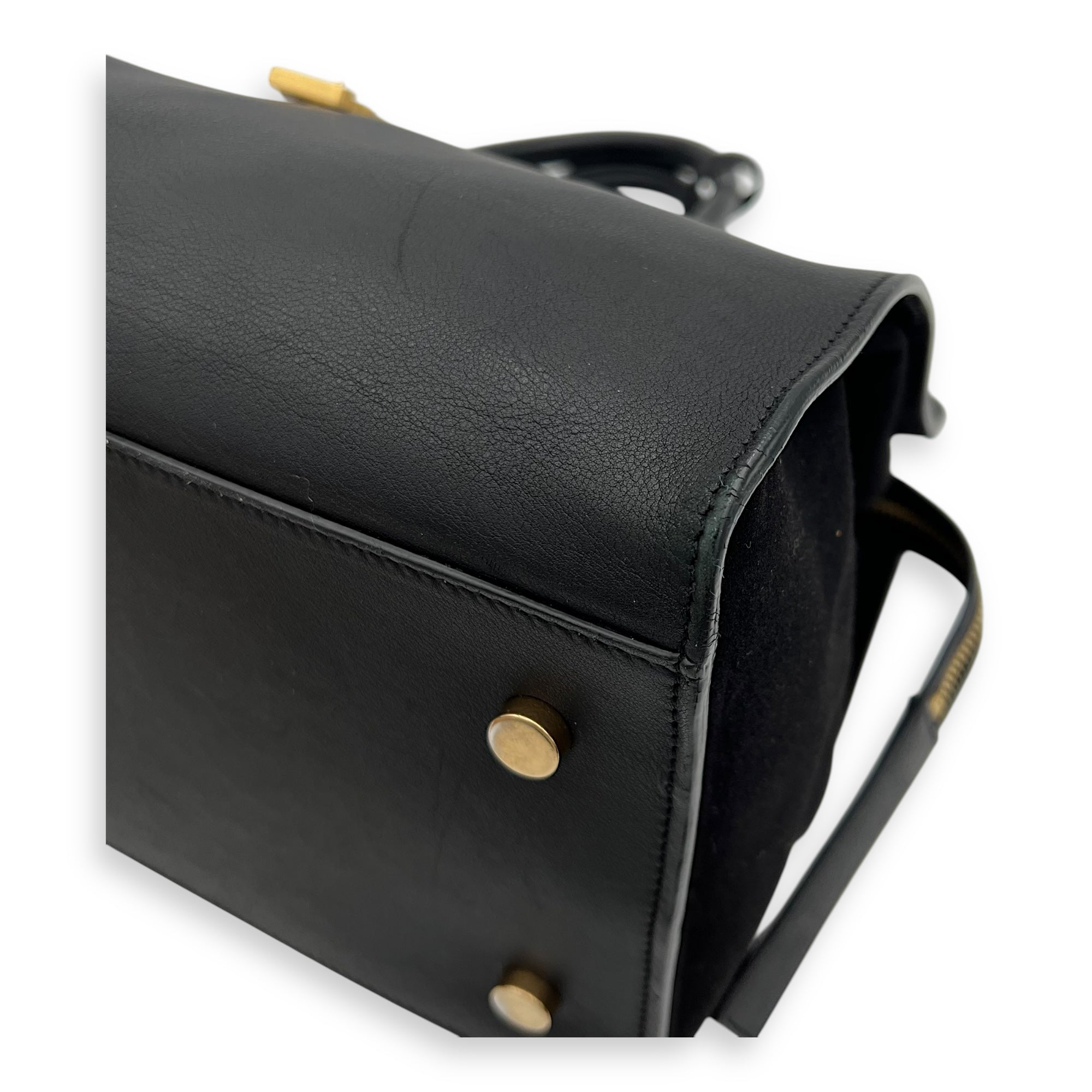 Saint Laurent Downtown Top Handle Bag Black in Calfskin, Gold hardware_7
