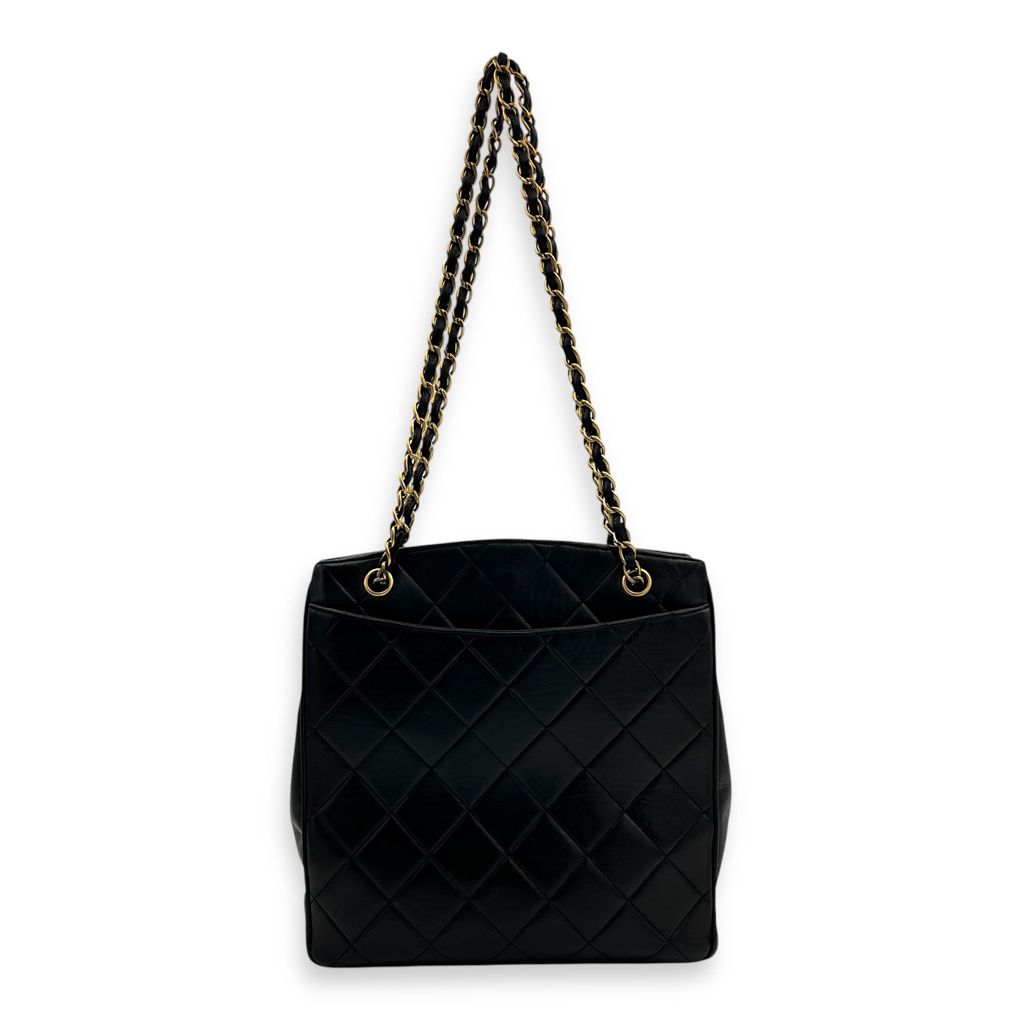 Chanel Vintage Big CC Tote Bag Black in Lambskin, Gold hardware_2