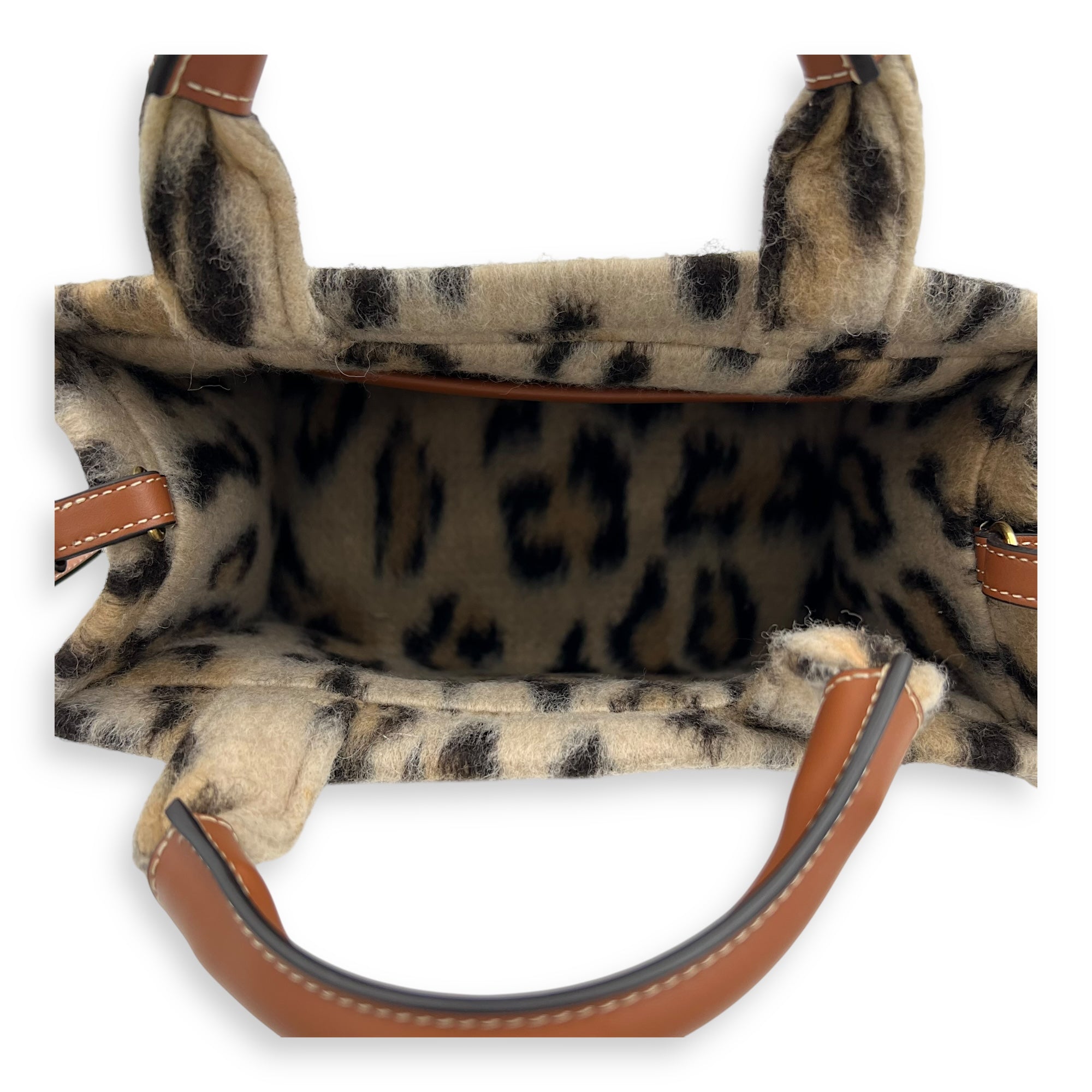 Celine Cabas Small Brown Tote Bag in Wool, Gold hardware_6
