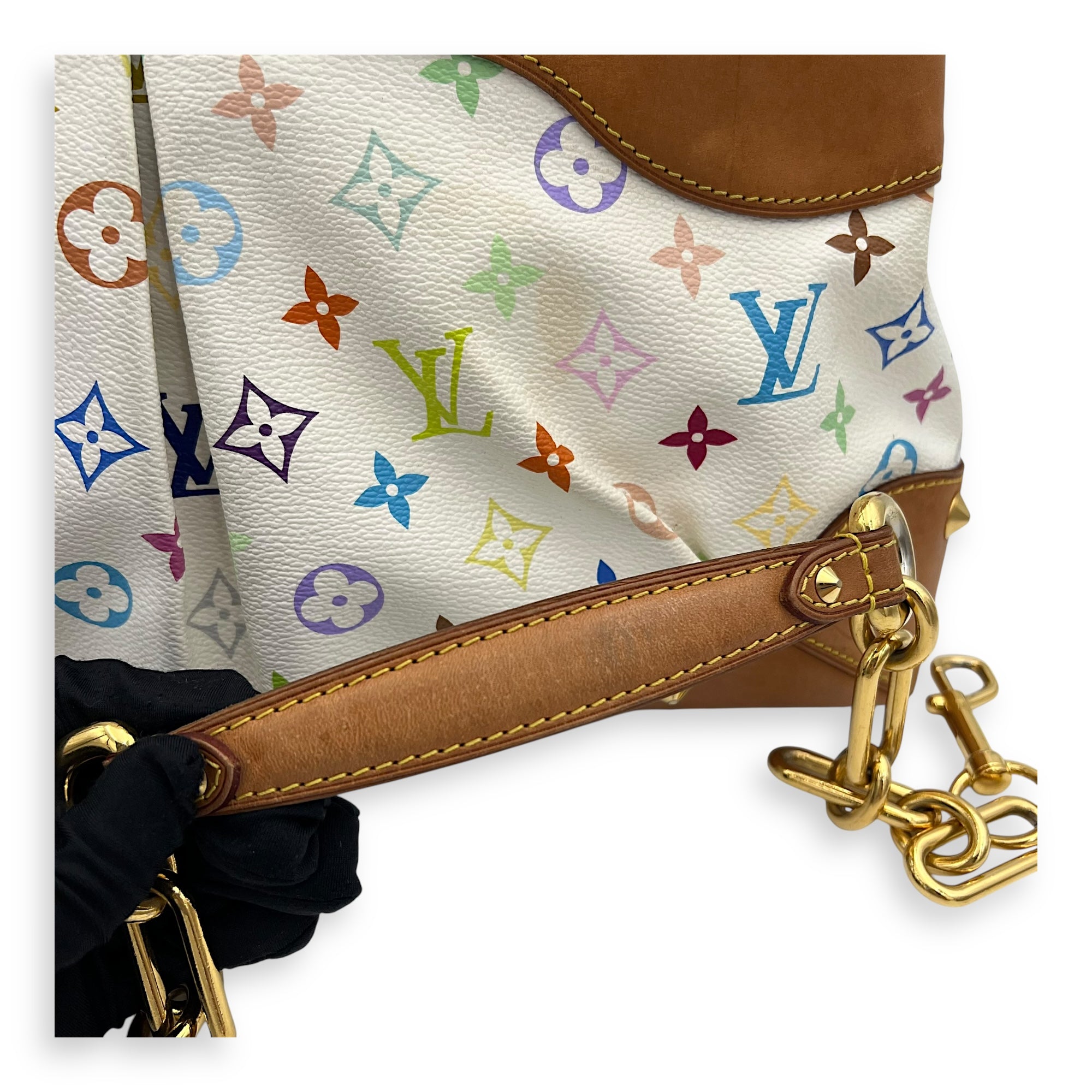 Louis Vuitton Judy x Murakami MM Multi-colour Top Handle Bag in Monogram Coated Canvas, Gold hardware_13