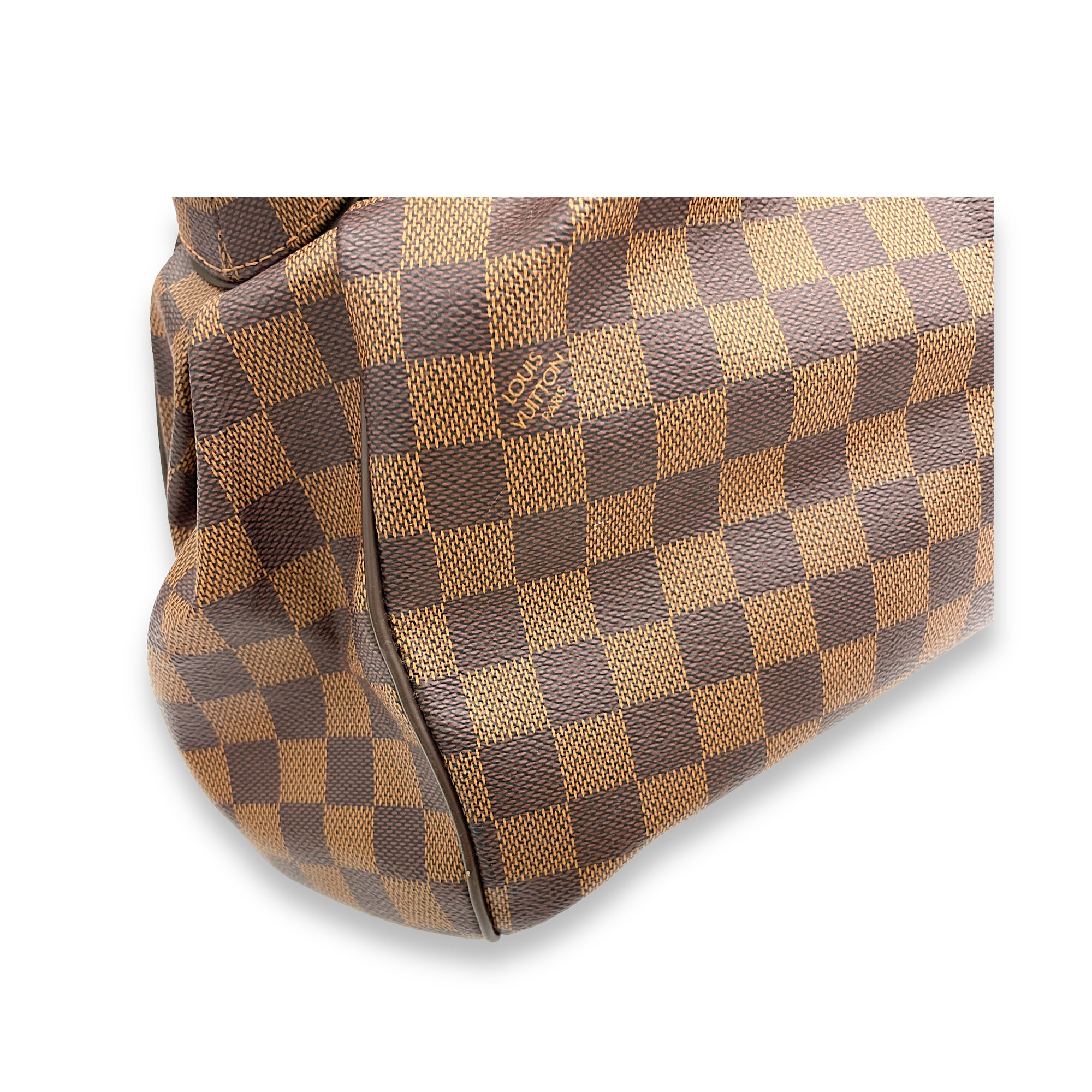 Trevi Top Handle Bag GM Damier Ebene in Coated Canvas, Gold hardware