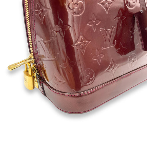 Alma PM Red Top Handle Bag in Patent Leather, Gold hardware