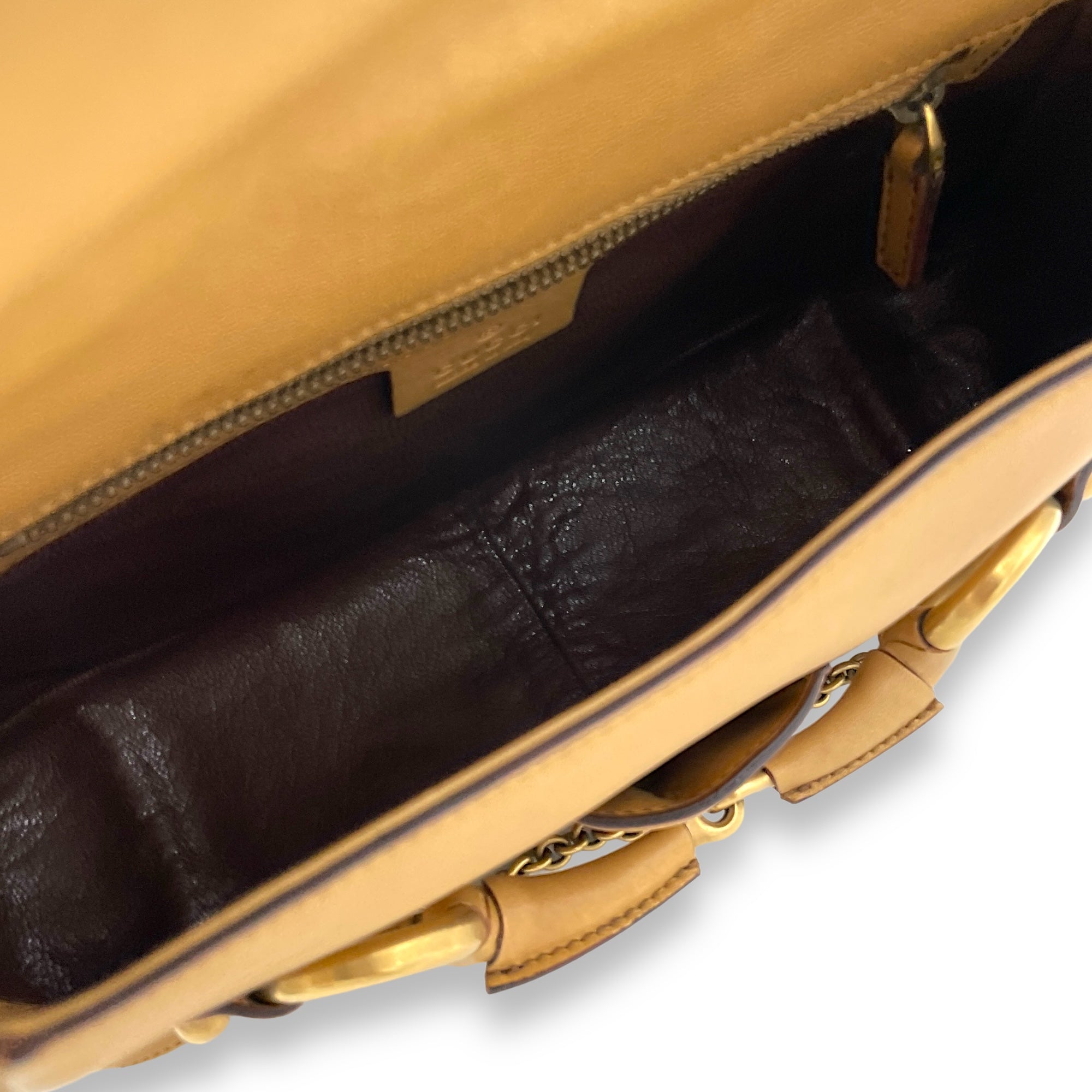 Horsebit Brown Shoulder Bag in Calfskin, Gold hardware