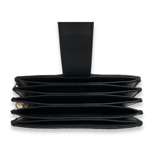 Lady Dior Jasmine Black Card Holder in Lambskin, Gold hardware