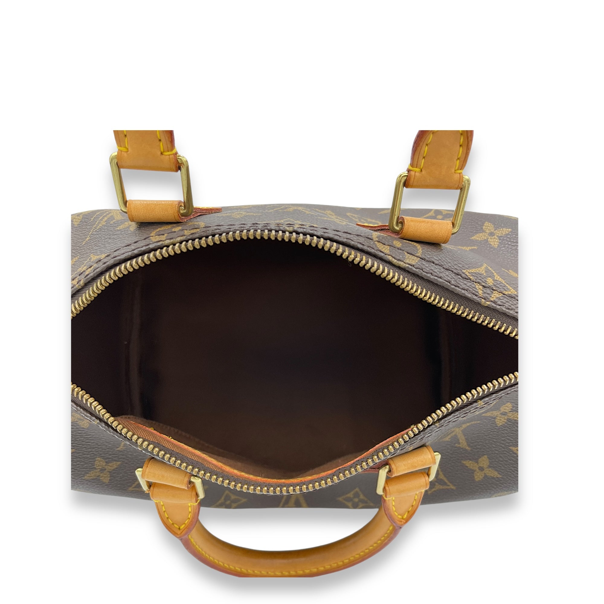 Speedy Top Handle Bag 25 Brown in Monogram Coated Canvas, Gold hardware