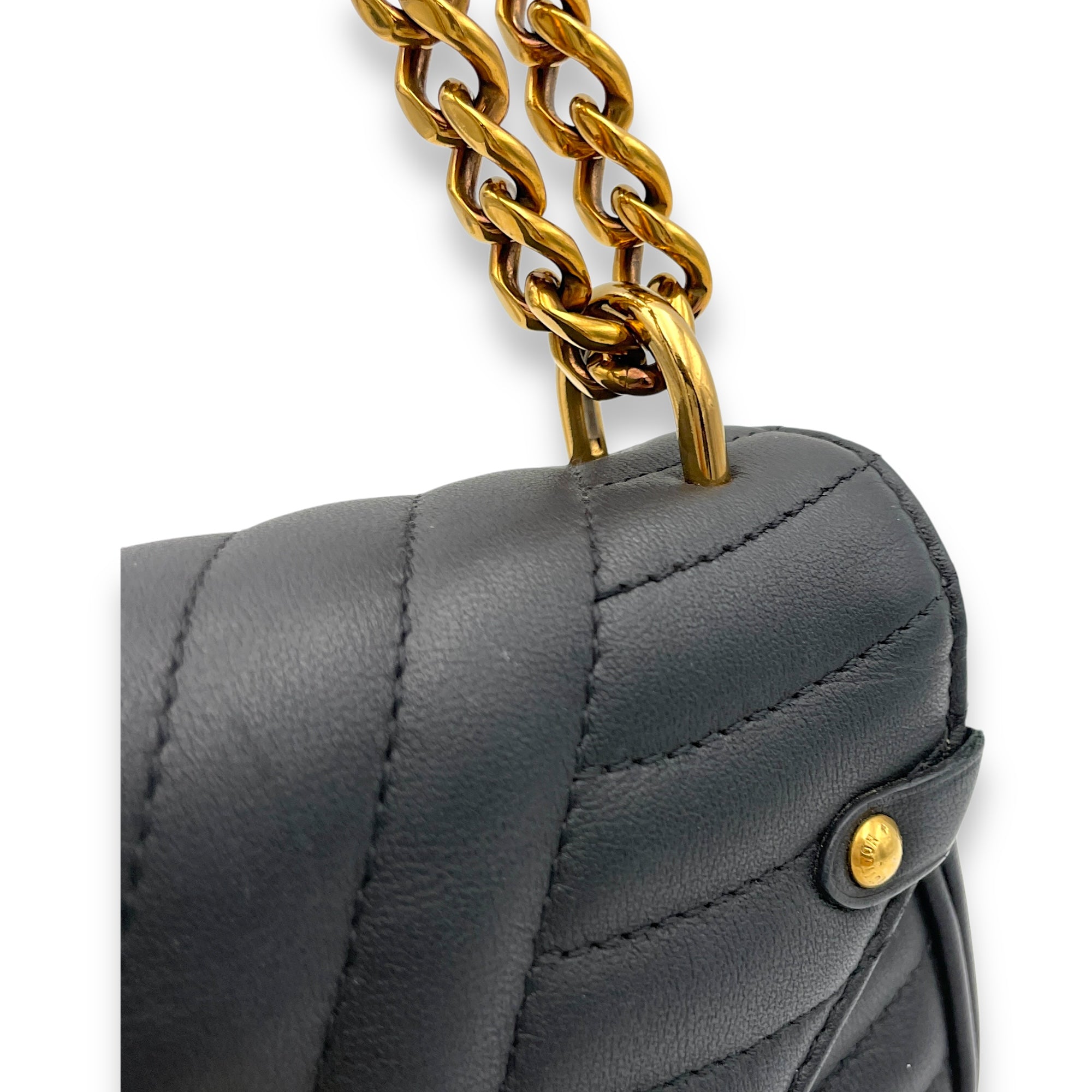 New Wave Crossbody Bag Black in Calfskin, Gold hardware