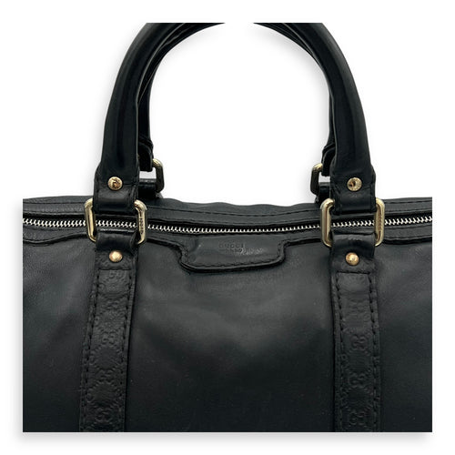 Boston Top Handle Bag Black in Calfskin, Light Gold hardware