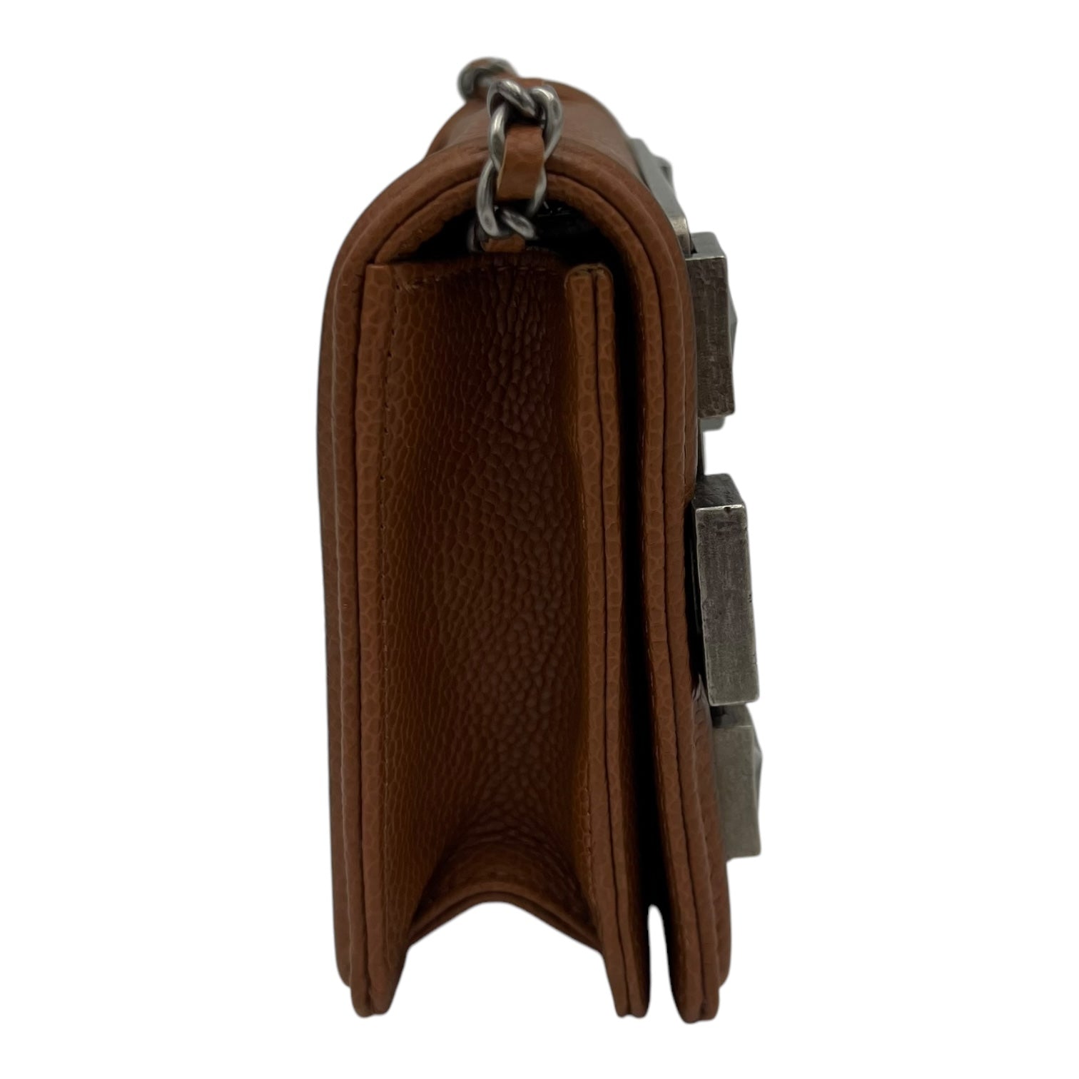 Chanel Dallas Boy Brick Crossbody Bag Brown in Caviar Leather, Ruthenium hardware_4