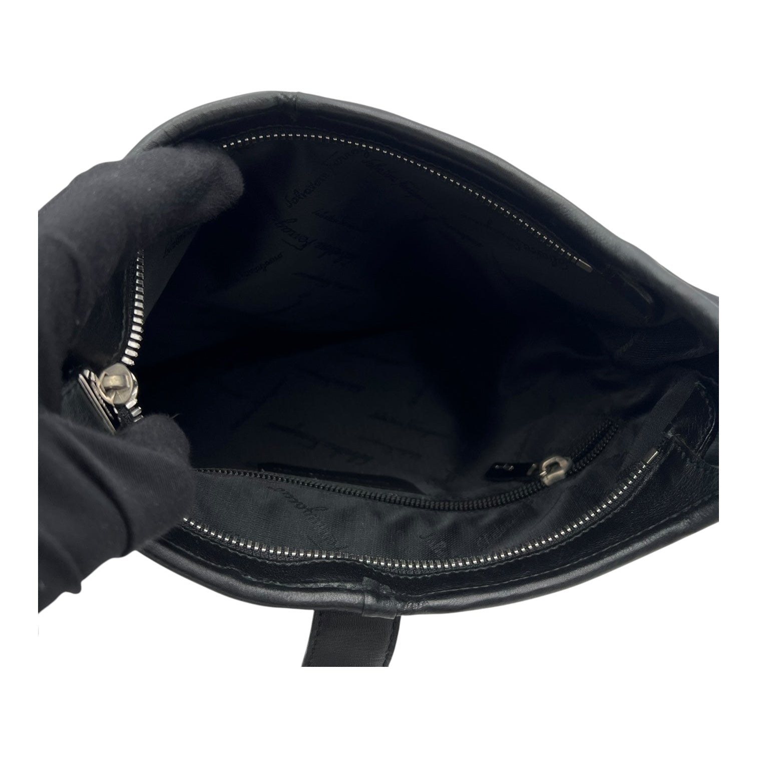 Salvatore Ferragamo Others Shoulder Bag Black in Canvas, Silver hardware_6