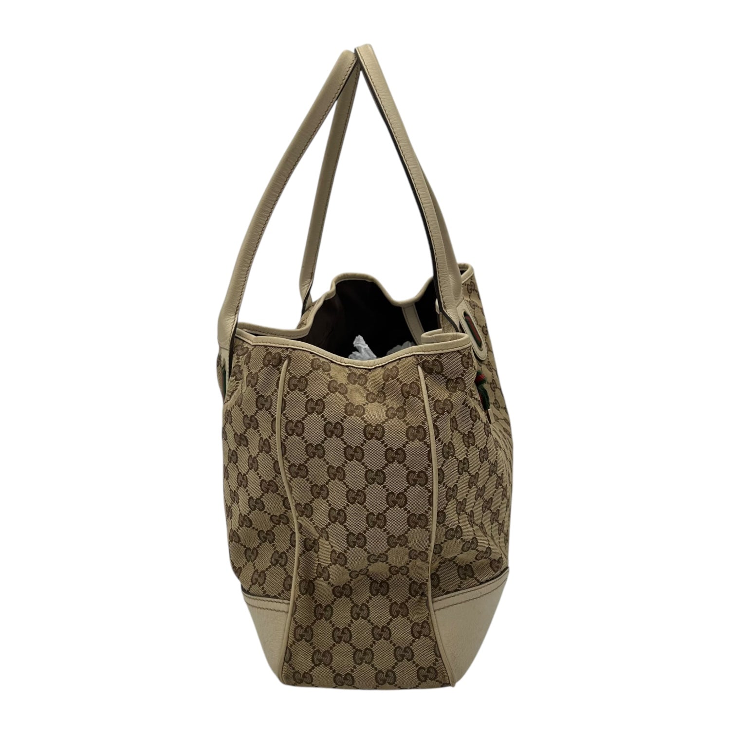 Gucci GG Shoulder Bag White in Canvas, Gold hardware_4