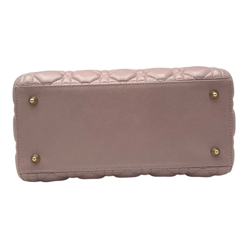 Christian Dior Lady Dior Top Handle Bag Medium Pink in Lambskin, Gold hardware_5