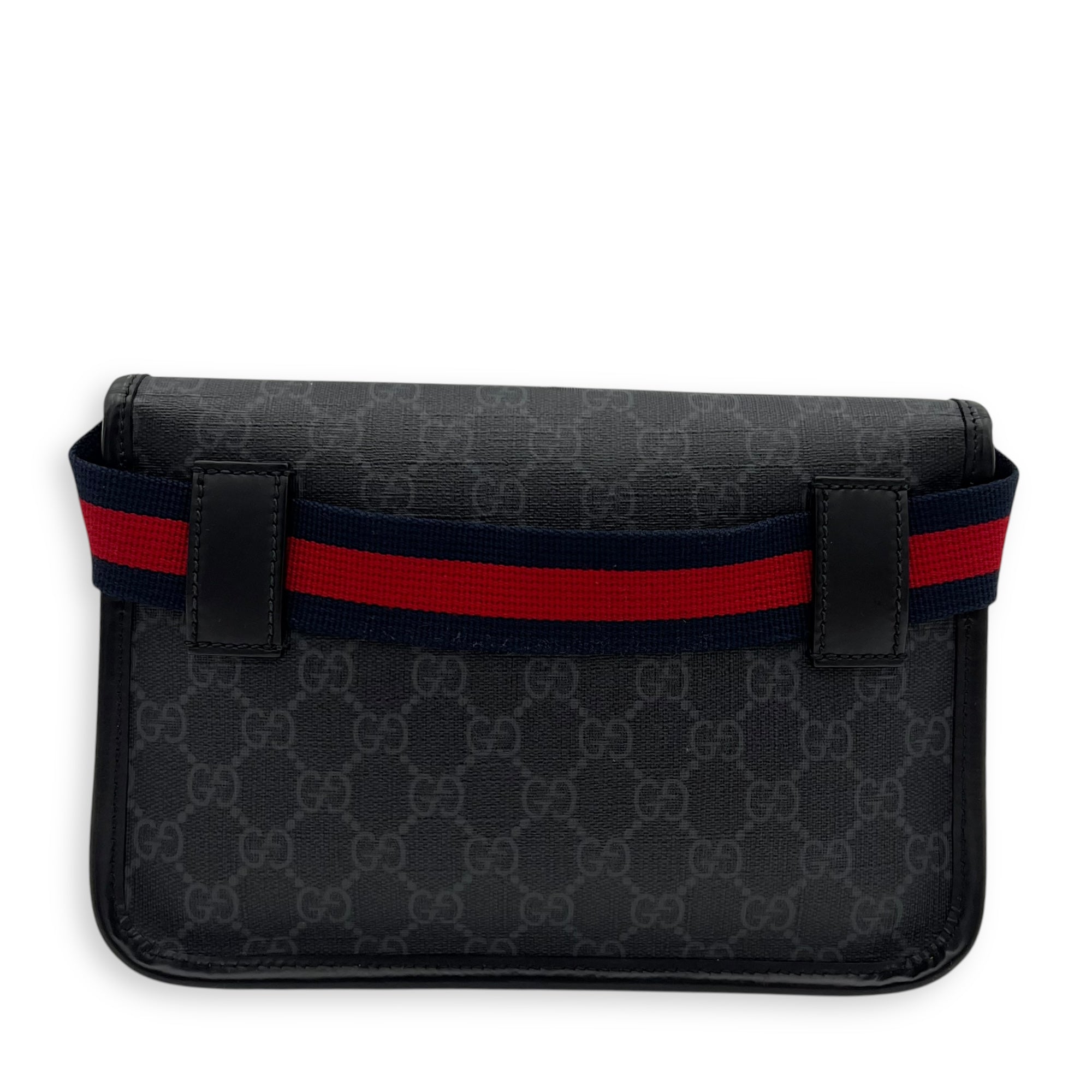 Gucci GG Supreme Belt Bag Black in Monogram Coated Canvas, Silver hardware_2
