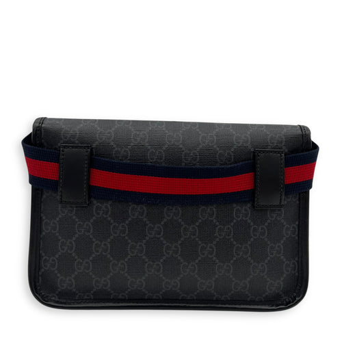 Gucci GG Supreme Belt Bag Black in Monogram Coated Canvas, Silver hardware_2