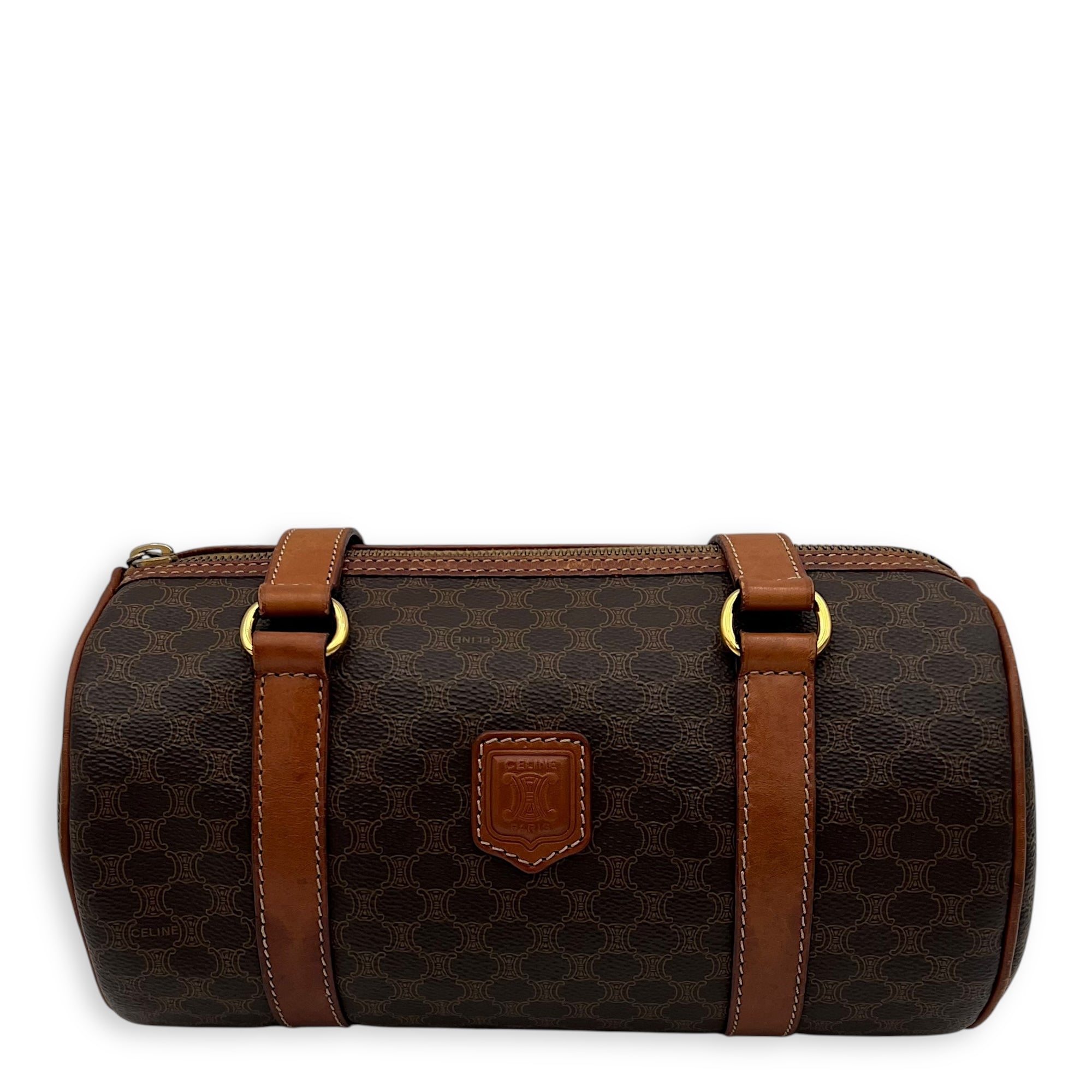 Celine Macadam Shoulder Bag Brown in Coated Canvas, Gold hardware_1