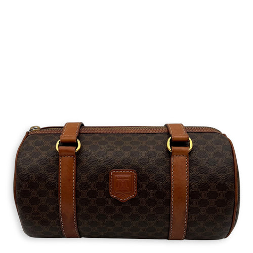 Celine Macadam Shoulder Bag Brown in Coated Canvas, Gold hardware_1