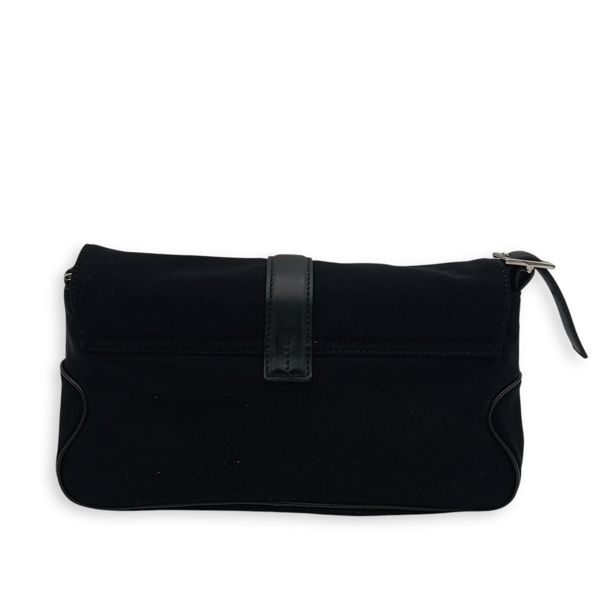 Salvatore Ferragamo Logo Shoulder Bag Black in Nylon, Silver hardware_2