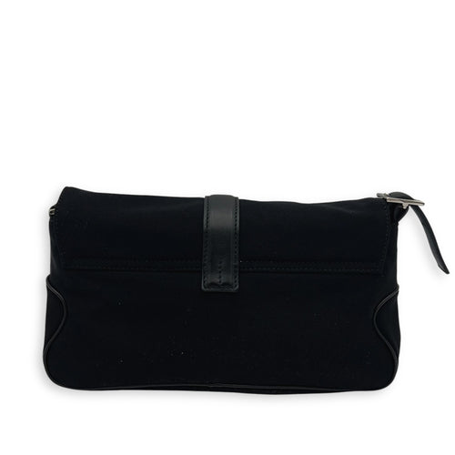 Salvatore Ferragamo Logo Shoulder Bag Black in Nylon, Silver hardware_2