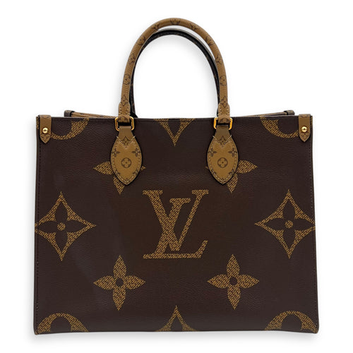 Louis Vuitton OnTheGo Top Handle Bag Brown in Coated Canvas, Gold hardware_1