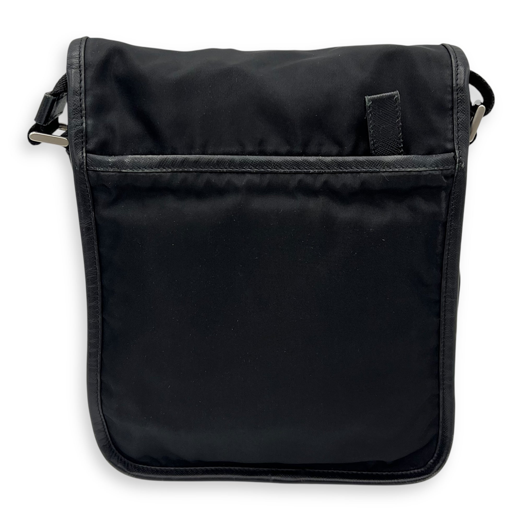 Prada Logo Messenger Black in Nylon, Silver hardware_2