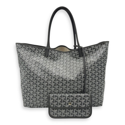 Goyard Saint Louis GM Grey Tote Bag in Coated Canvas, Silver hardware_13