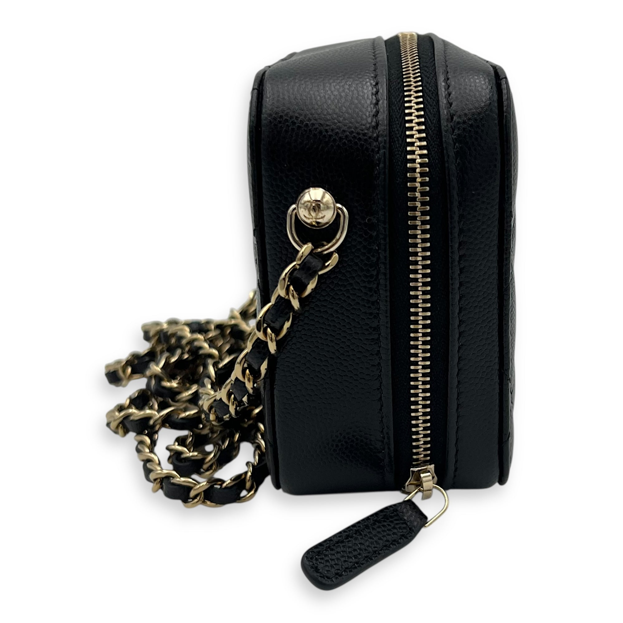 Chanel Vanity Crossbody Bag Black in Caviar Leather, Gold hardware_4