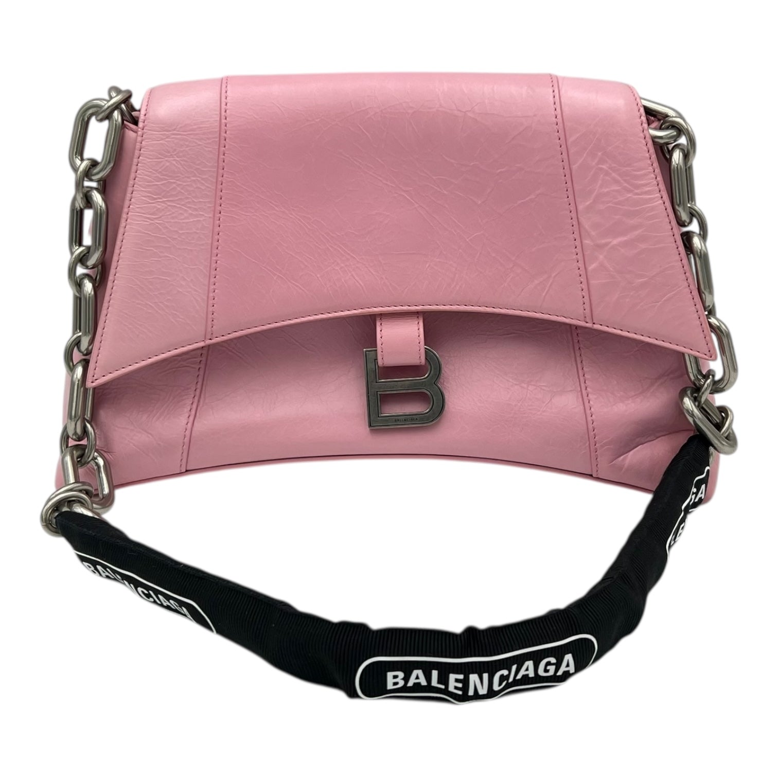 Balenciaga Downtown Shoulder Bag Pink in Calfskin, Silver hardware_11