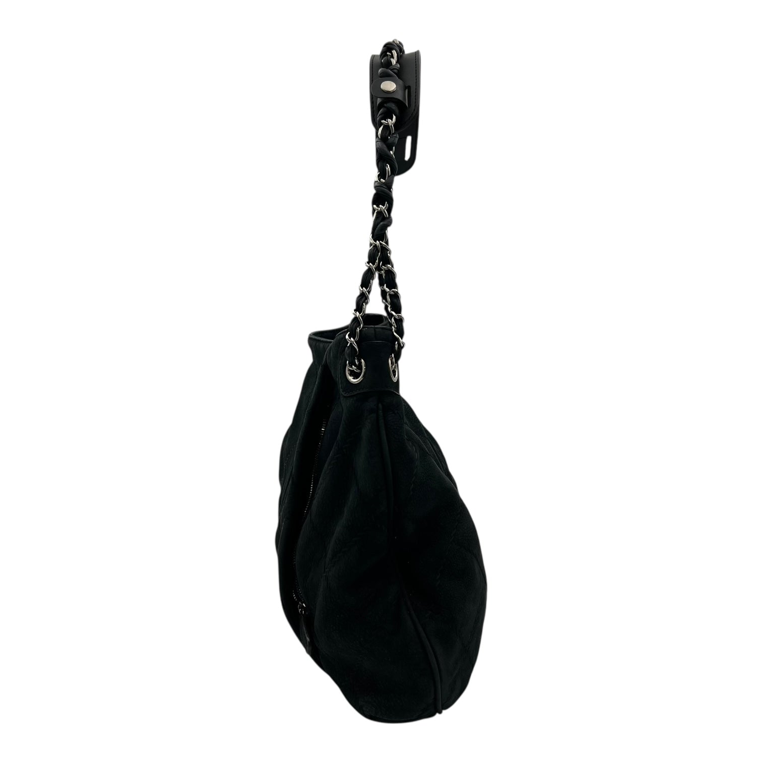 Chanel CC Shoulder Bag Grey in Calfskin, Silver hardware_3