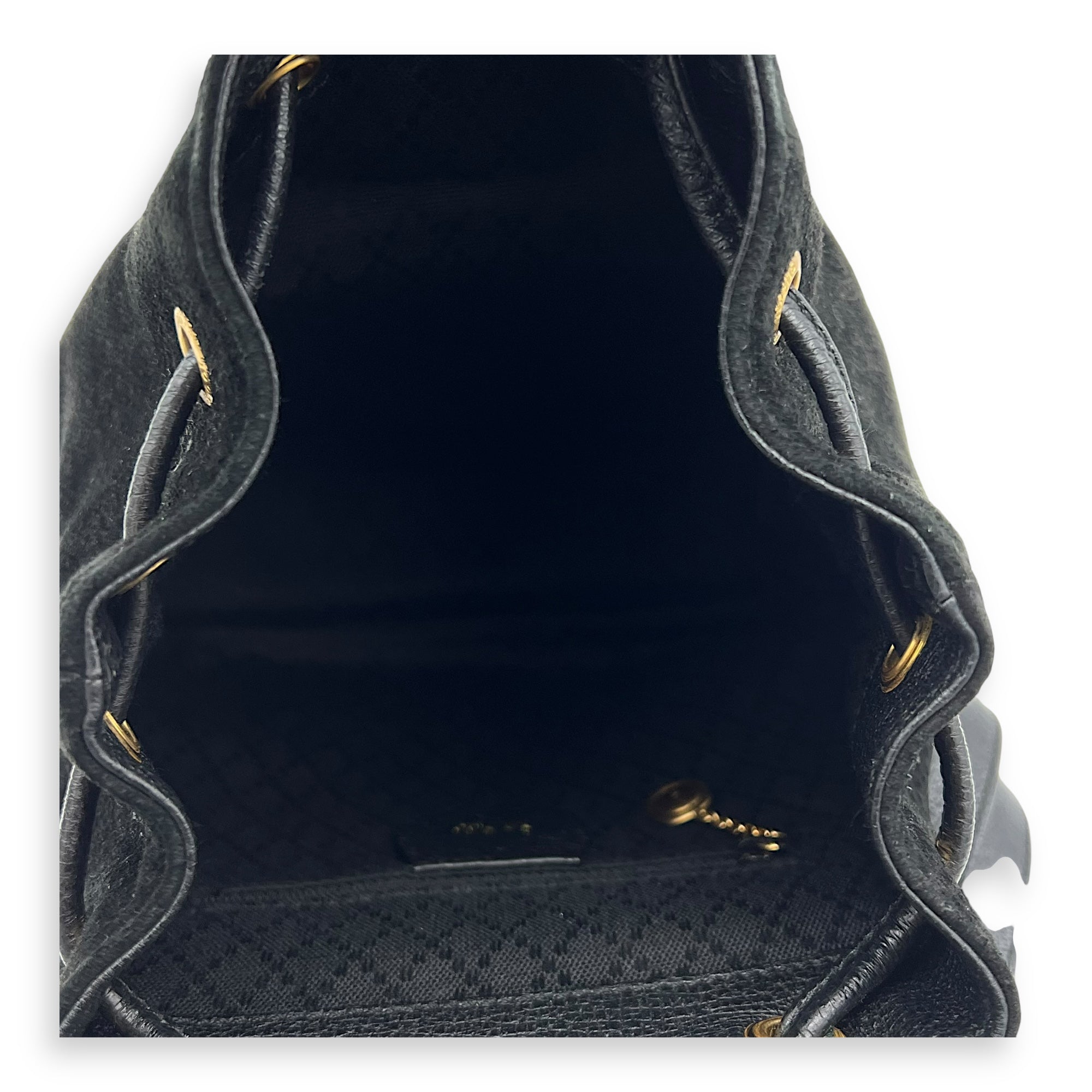 Gucci Bamboo Backpack Black in Suede Leather, Gold hardware_6