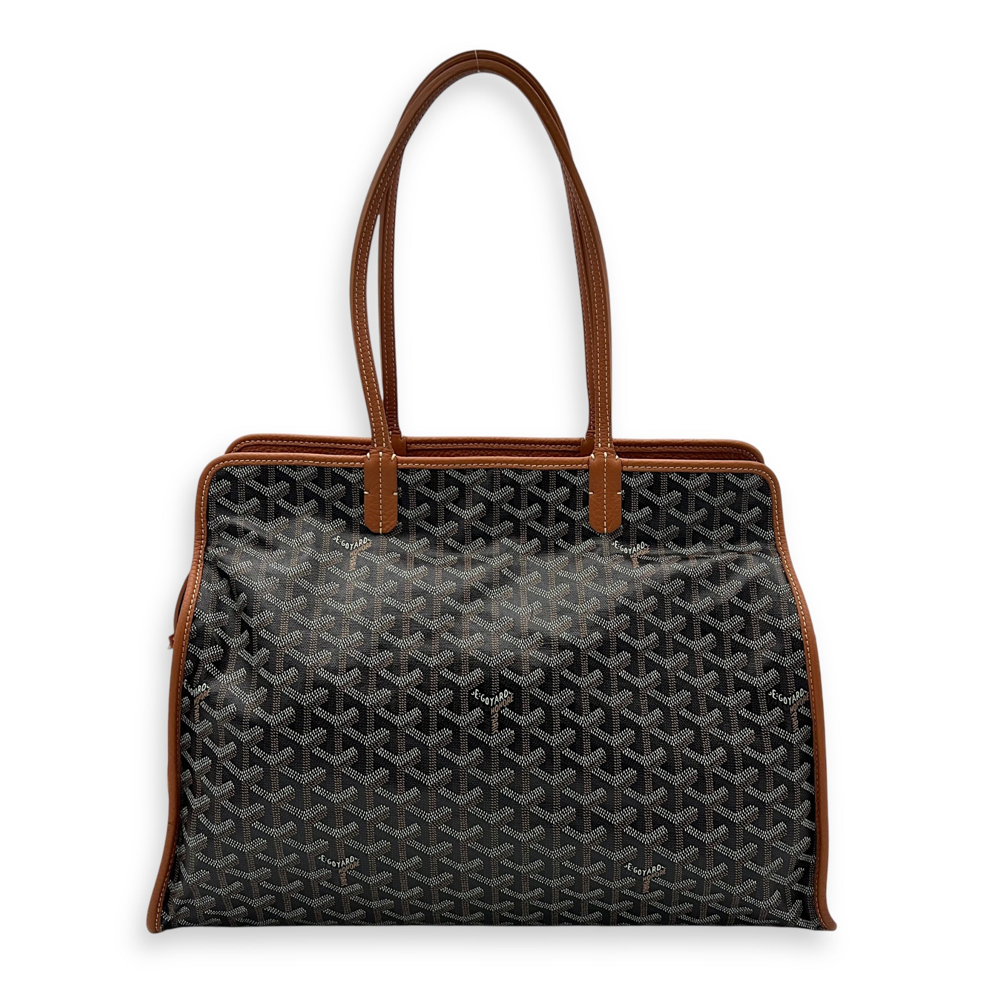Goyard Hardy PM Brown Shoulder Bag in Coated Canvas, Silver hardware_1