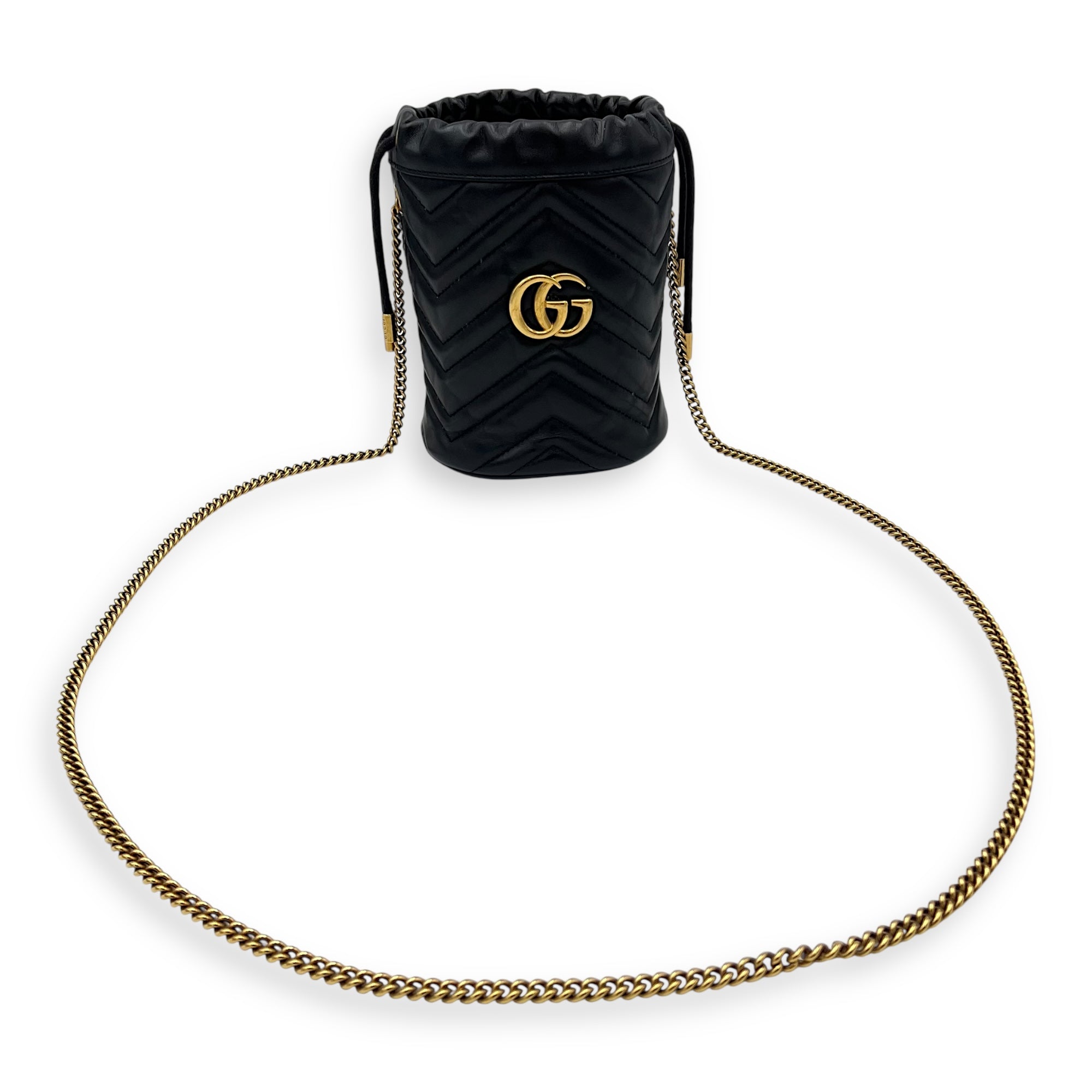 Gucci GG Bucket Bag Black in Calfskin, Gold hardware_11