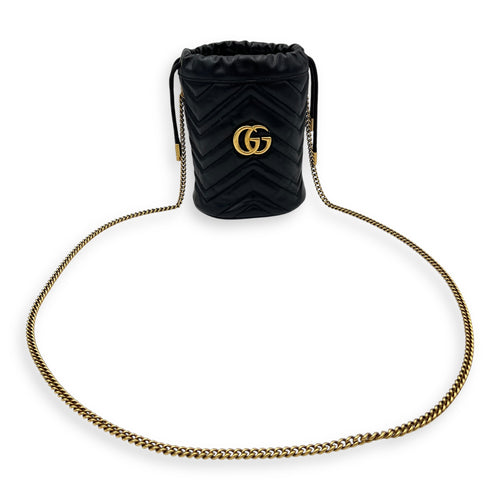 Gucci GG Bucket Bag Black in Calfskin, Gold hardware_11