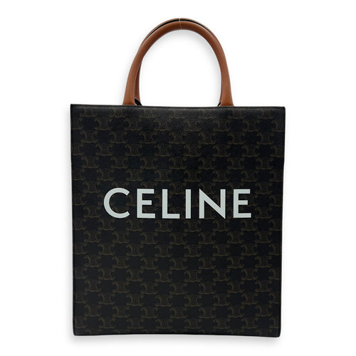 Celine Triomphe Top Handle Bag Brown in Coated Canvas, Gold hardware_1
