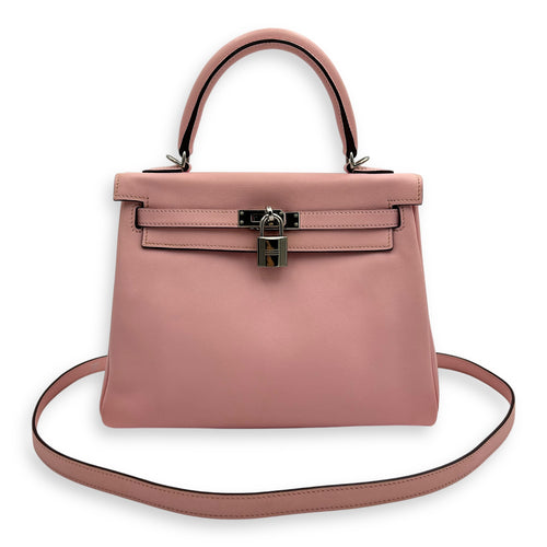 Hermès Kelly 25 Sakura Pink Top Handle Bag in Swift, Palladium hardware_14